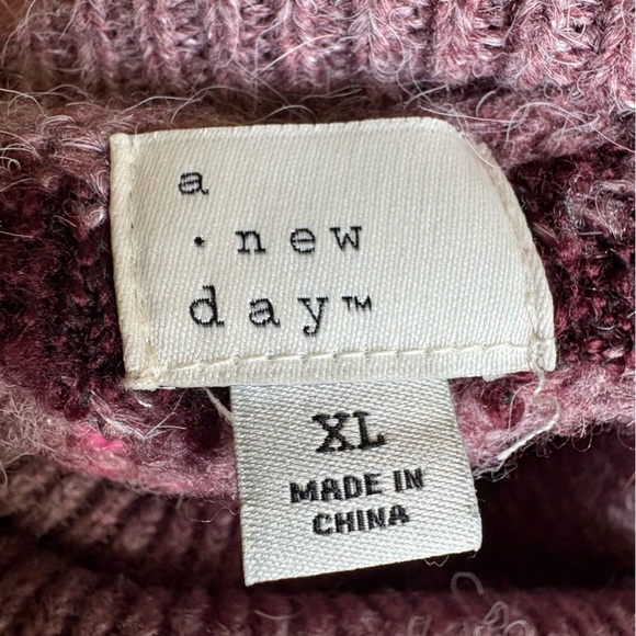 a new day Plum and Dusty Pink Patterned Turtleneck Sweater - Picture 6 of 8